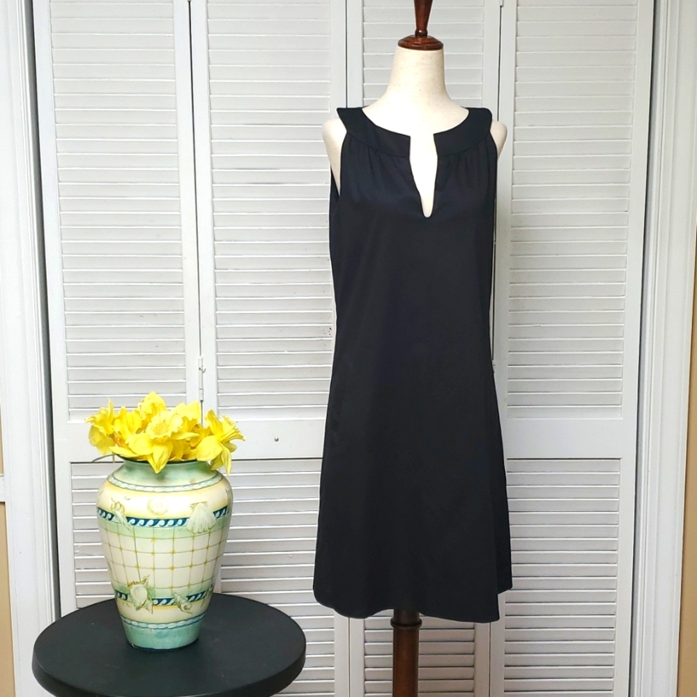 Luciano Barbera Black Cotton Sheath Dress With Pockets Made in Italy. Si…
